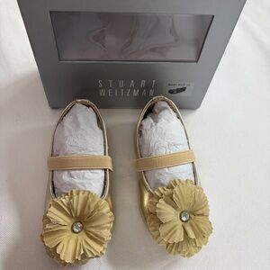 Stuart Weitzman Gold Baby Girl Dress Ballet Shoes Size 3 6-9 months New